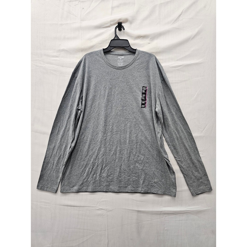 True Classic Mens Crew Neck Long Sleeve T Shirt Gray Cotton Blend Size 2XL
